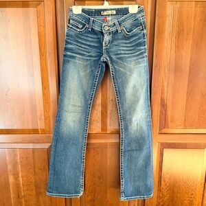 BKE Stella Y2K low rise boot cut stretch jeans 27L